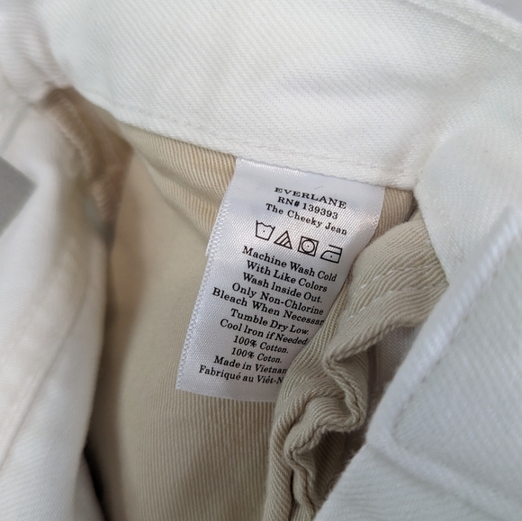 Everlane Jeans Button Fly 90s Cheeky Straight Leg High Rise White Bone Reg - Picture 11 of 13